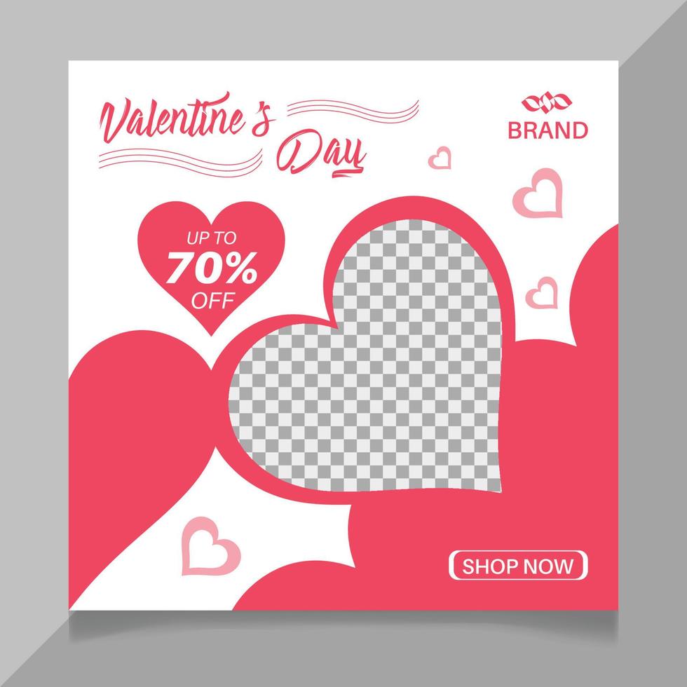 Valentine's day social media post template vector