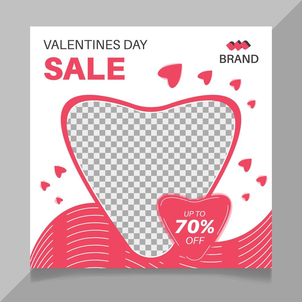 Valentine's day social media post template vector
