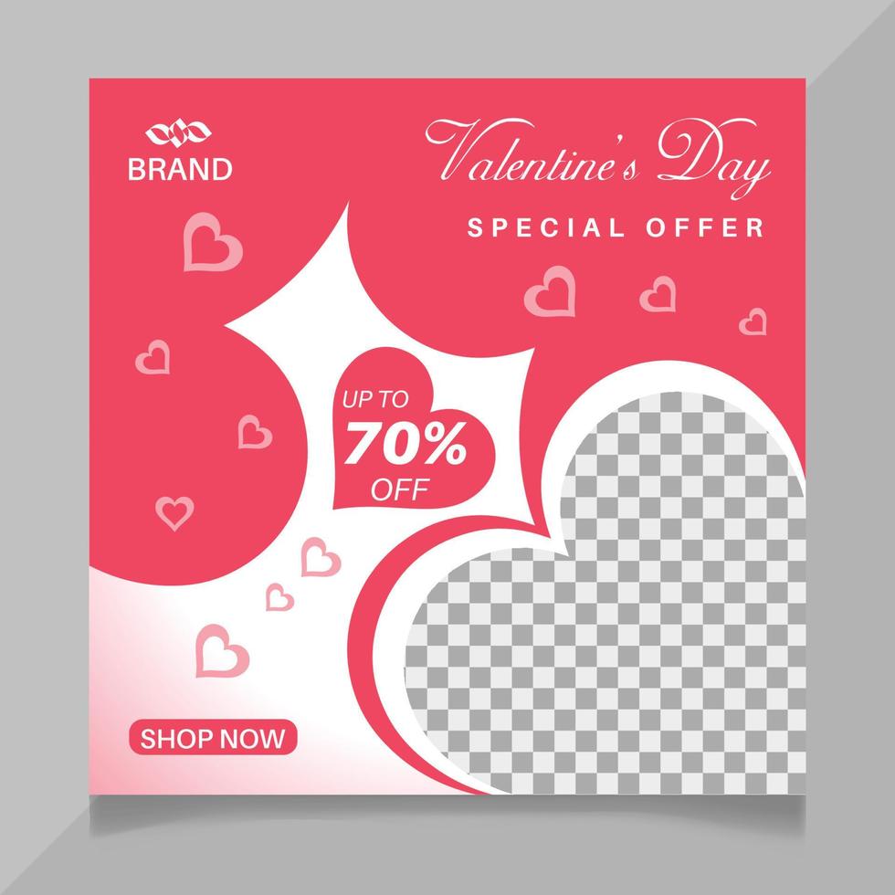 Valentine's day social media post template vector