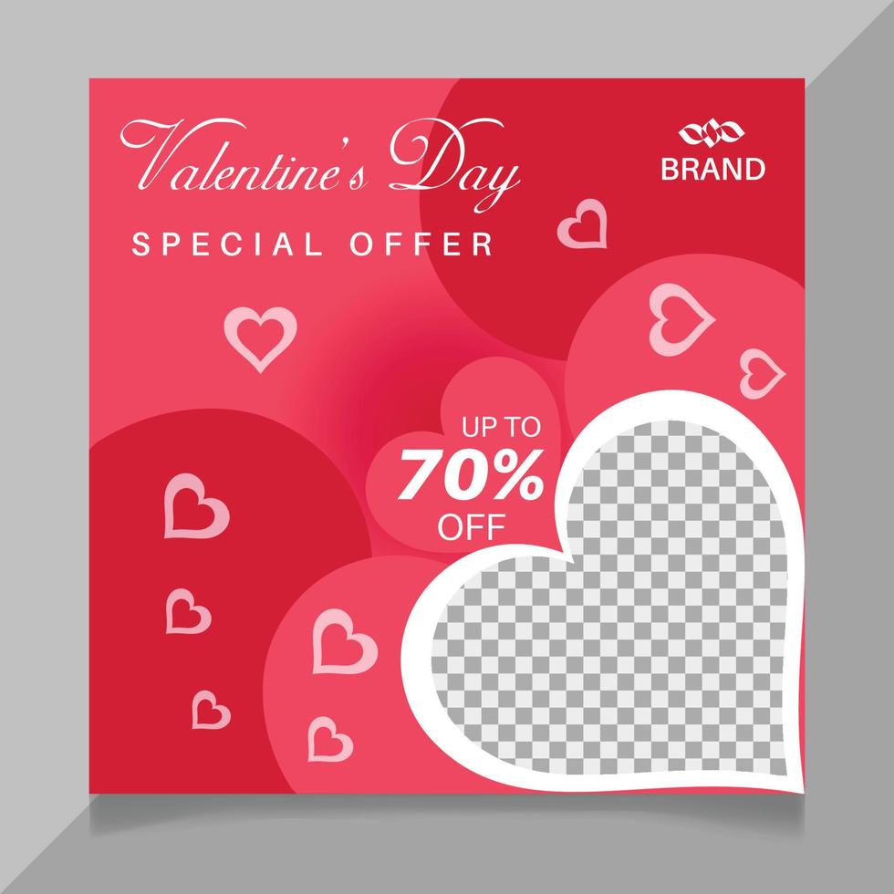 Valentine's day social media post template vector