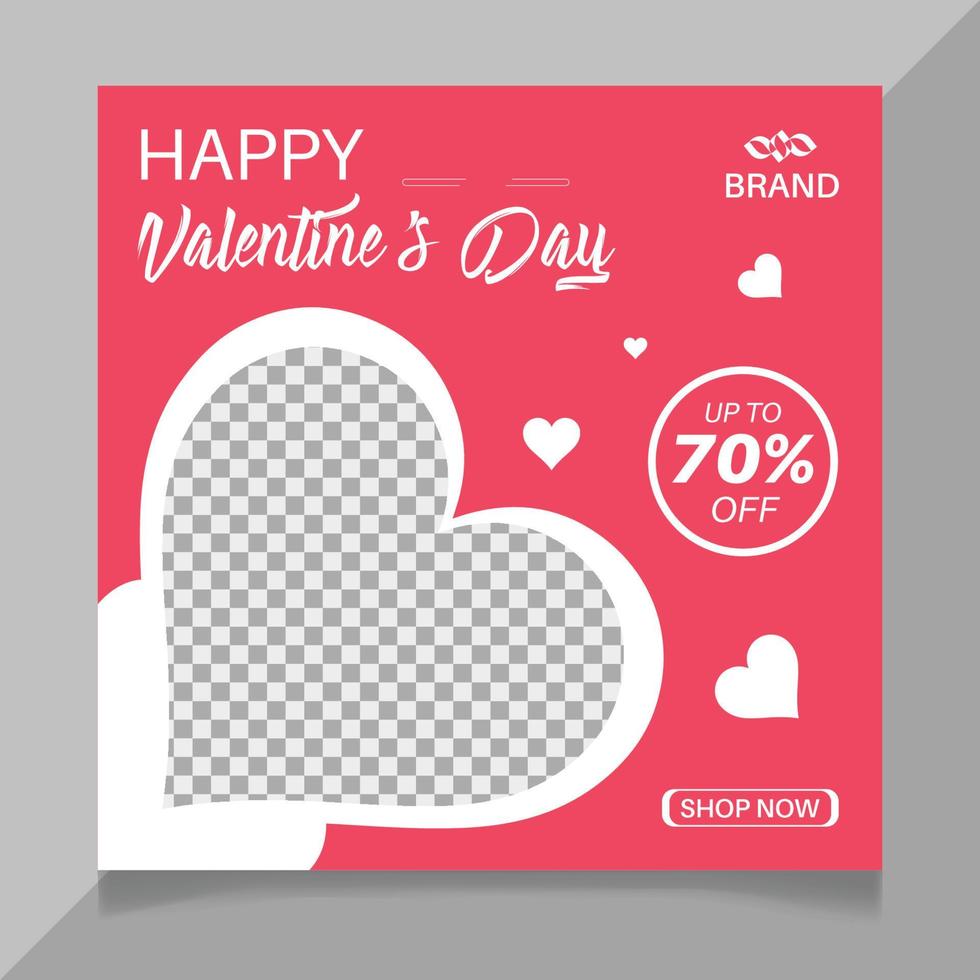 Valentine's day social media post template vector