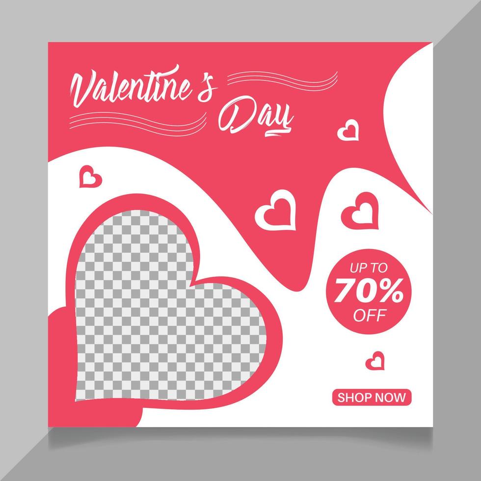Valentine's day social media post template vector