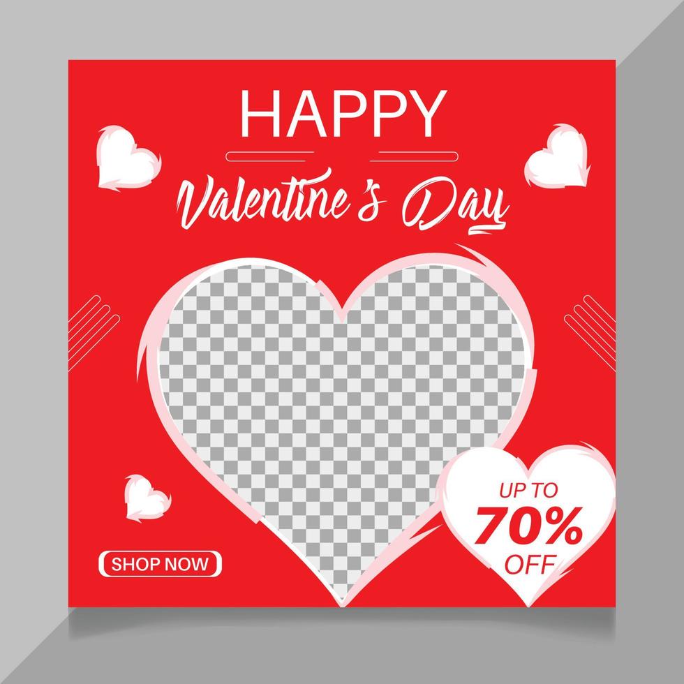 Valentine's day social media post template vector