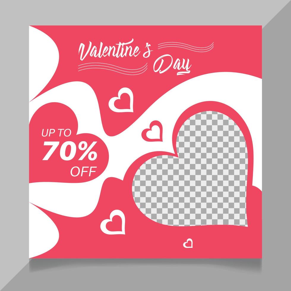 Valentine's day social media post template vector
