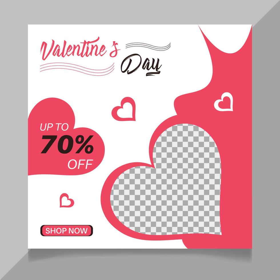 Valentine's day social media post template vector