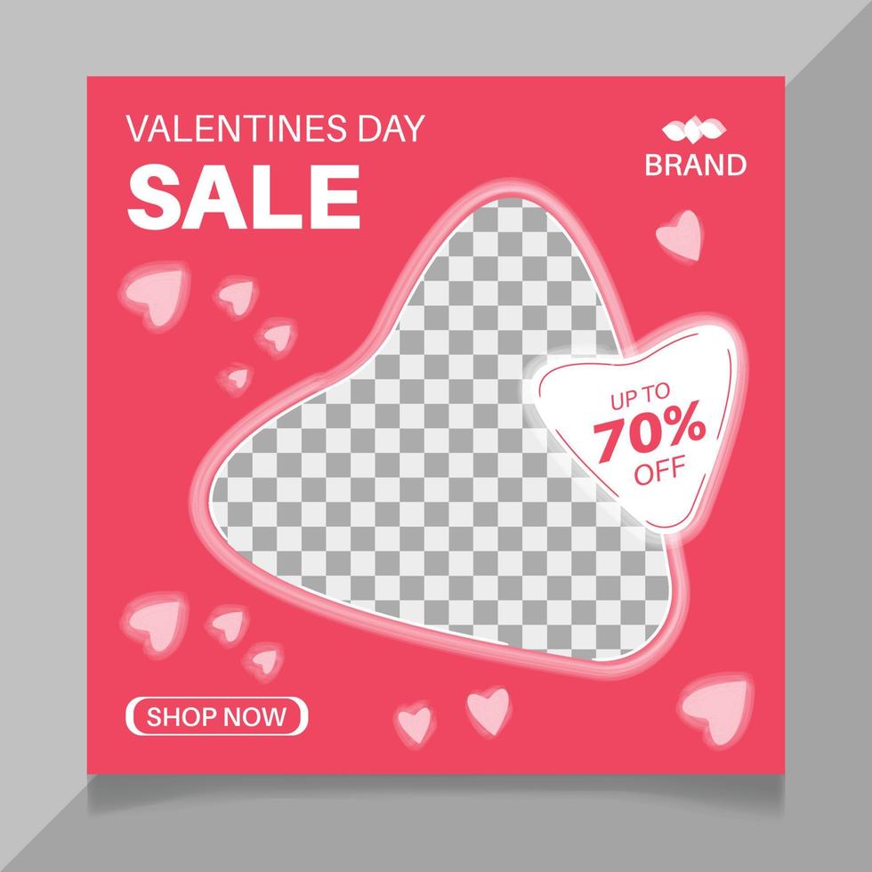 Valentine's day social media post template vector