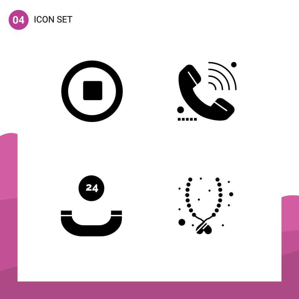 4 Universal Solid Glyphs Set for Web and Mobile Applications media call call signal love Editable Vector Design Elements