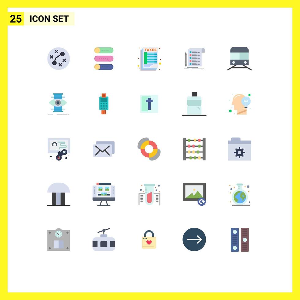 Set of 25 Commercial Flat Colors pack for metro card calculate invoice file Editable Vector Design Elements