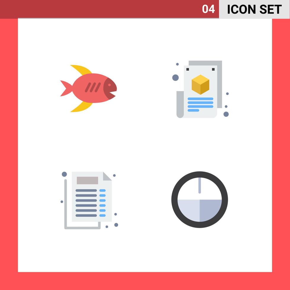 paquete de 4 signos y símbolos de iconos planos modernos para medios de impresión web, como elementos de diseño de vectores editables de documentos de blogs de mar médico de playa