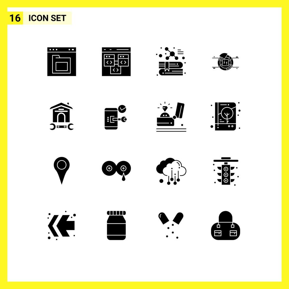paquete de iconos de vectores de stock de 16 signos y símbolos de línea para el gráfico de porcentaje desarrollar elementos de diseño de vectores editables de educación circular