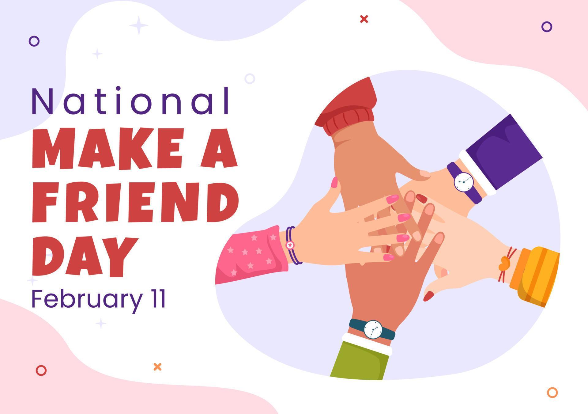 National Make a Friend Day to Meet Someone and a New Friendship in Flat