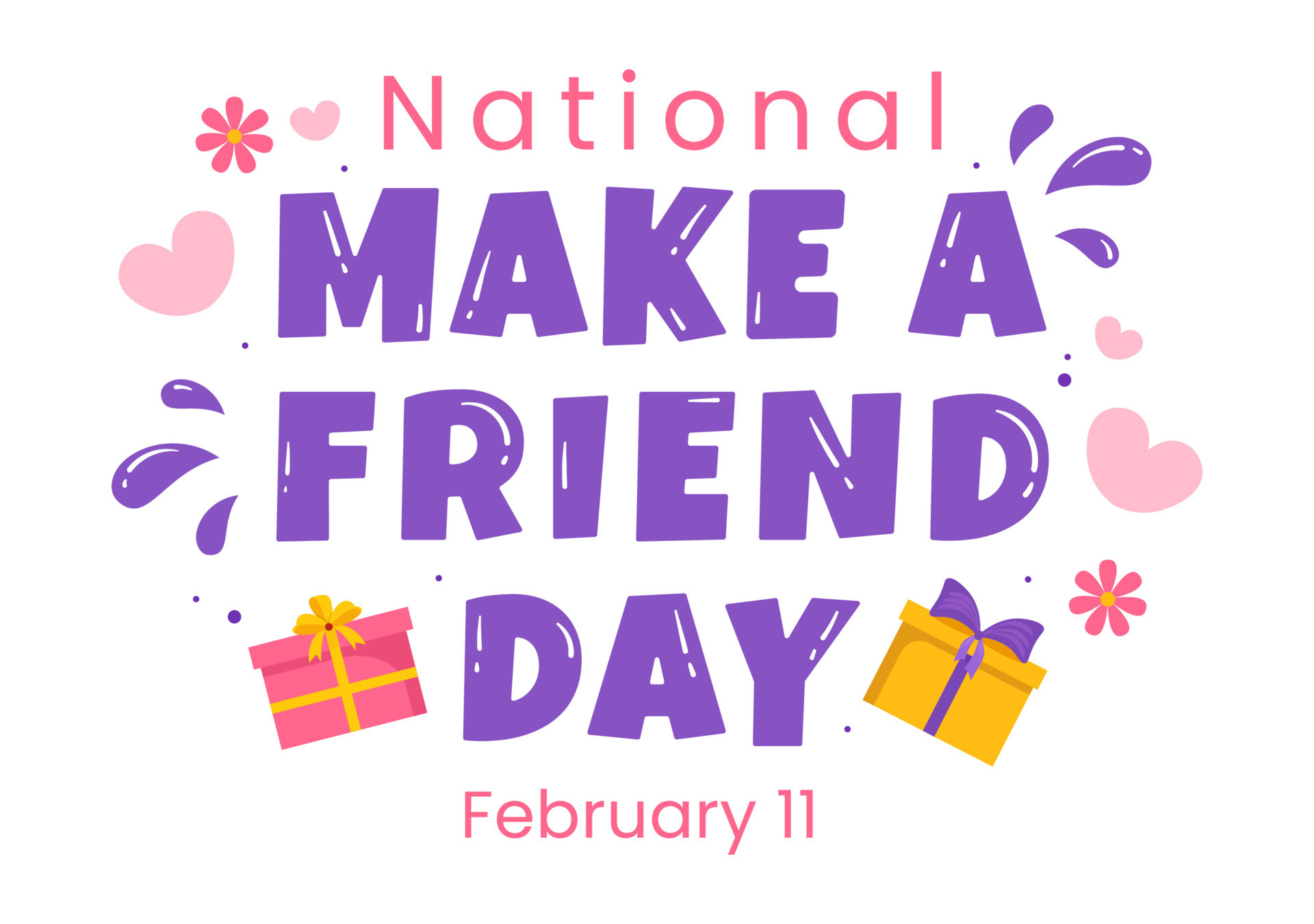 National Make a Friend Day to Meet Someone and a New Friendship in Flat