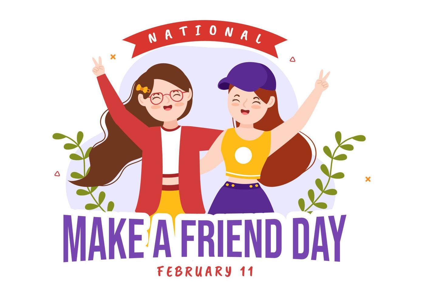 National Make a Friend Day to Meet Someone and a New Friendship in Flat Cartoon Hand Drawn Templates Illustration vector