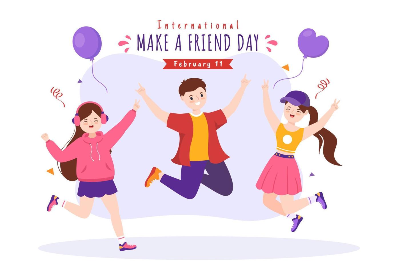 National Make a Friend Day to Meet Someone and a New Friendship in Flat Cartoon Hand Drawn Templates Illustration vector