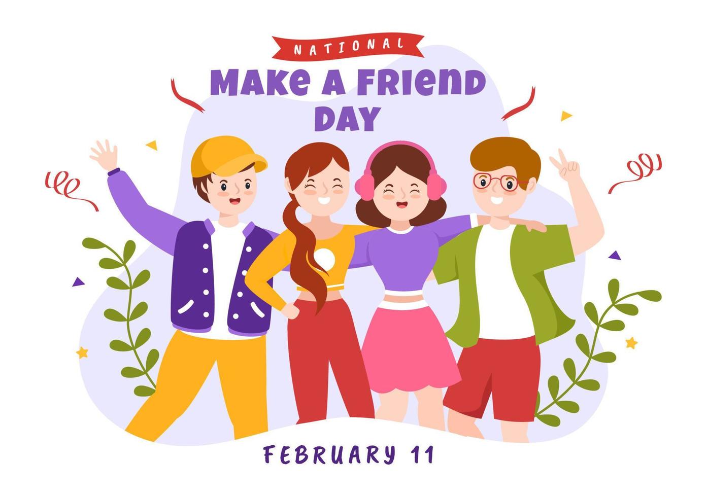 National Make a Friend Day to Meet Someone and a New Friendship in Flat Cartoon Hand Drawn Templates Illustration vector