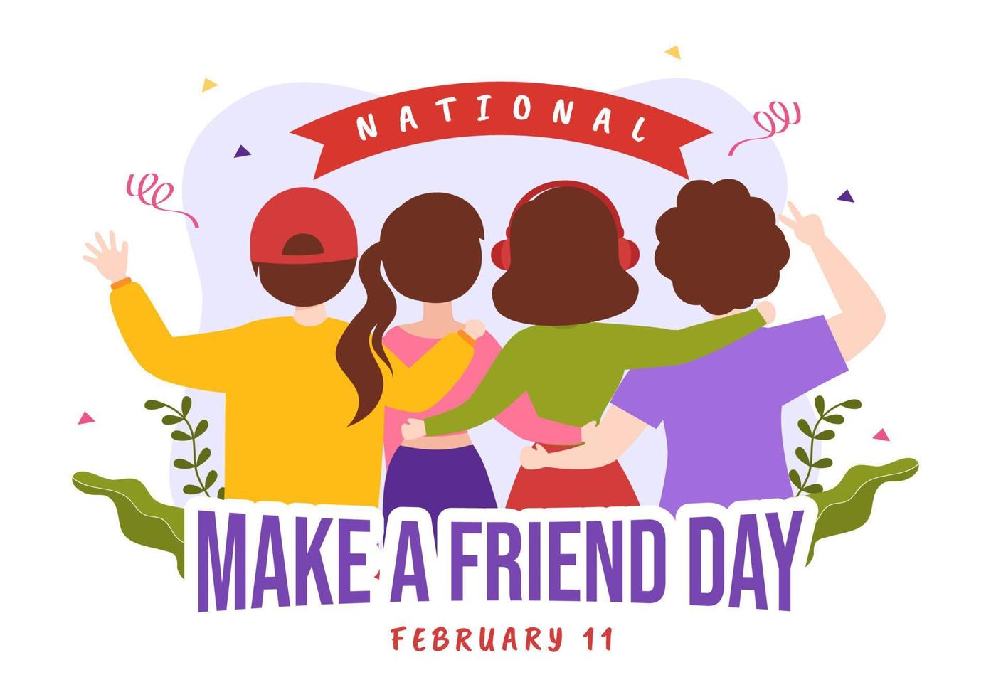 National Make a Friend Day to Meet Someone and a New Friendship in Flat Cartoon Hand Drawn Templates Illustration vector