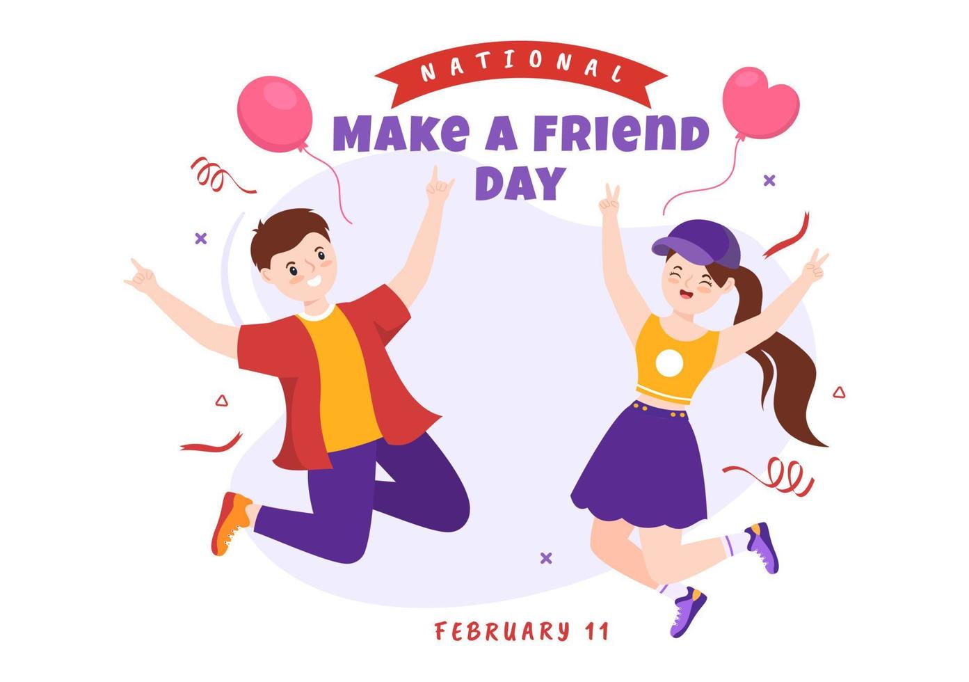 National Make a Friend Day to Meet Someone and a New Friendship in Flat  Cartoon Hand Drawn Templates Illustration 14772015 Vector Art at Vecteezy