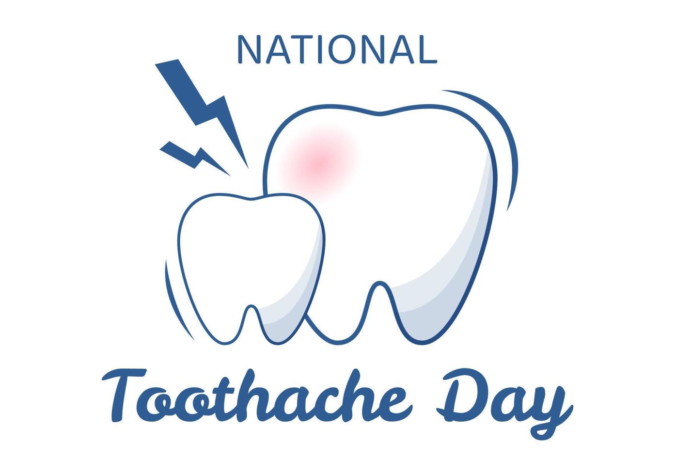 National Toothache Day on February 9 with Teeth for Dental Hygiene so as not to Cause Pain in Flat Cartoon Hand Drawn Templates Illustration vector