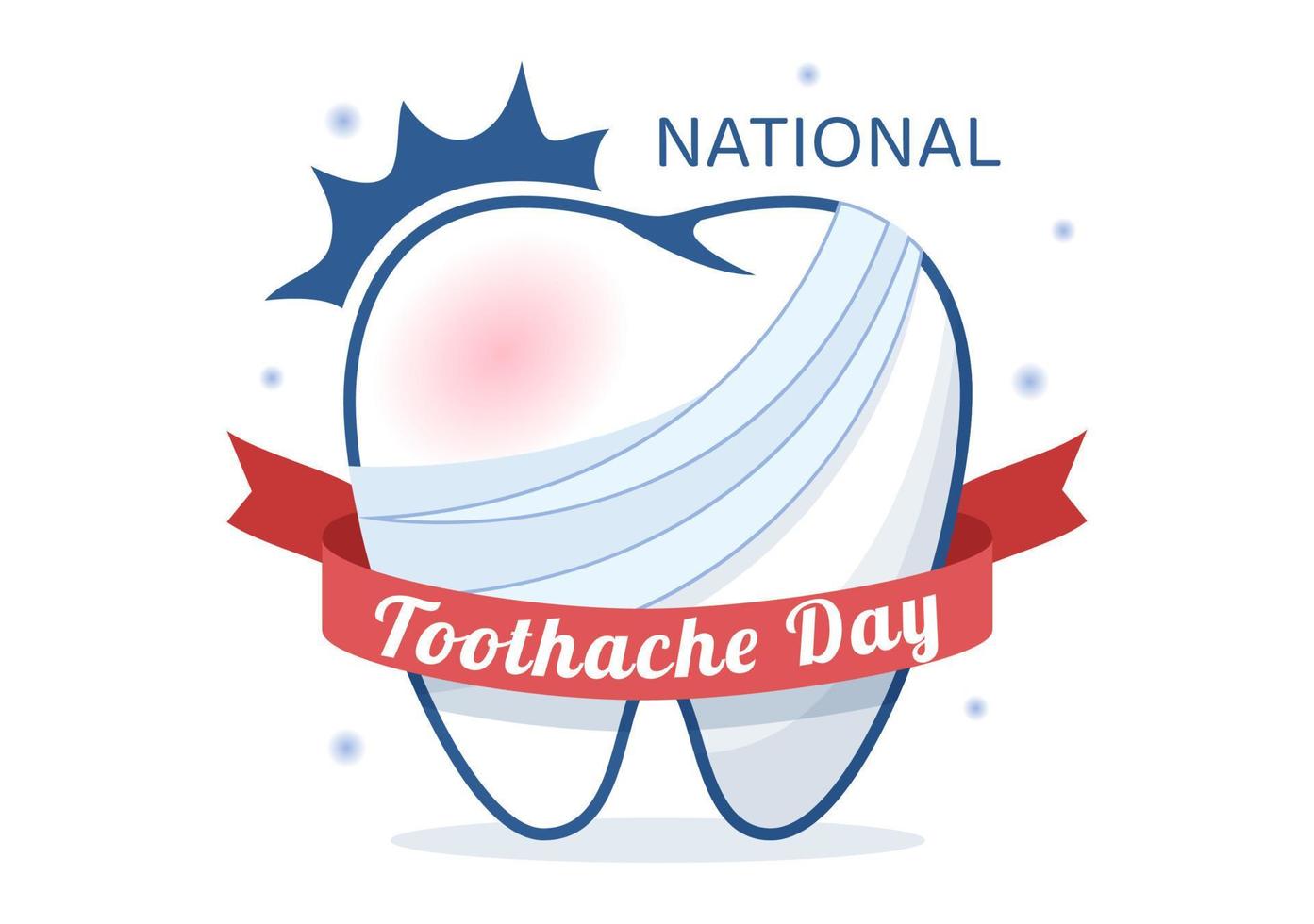 National Toothache Day on February 9 with Teeth for Dental Hygiene so as not to Cause Pain in Flat Cartoon Hand Drawn Templates Illustration vector