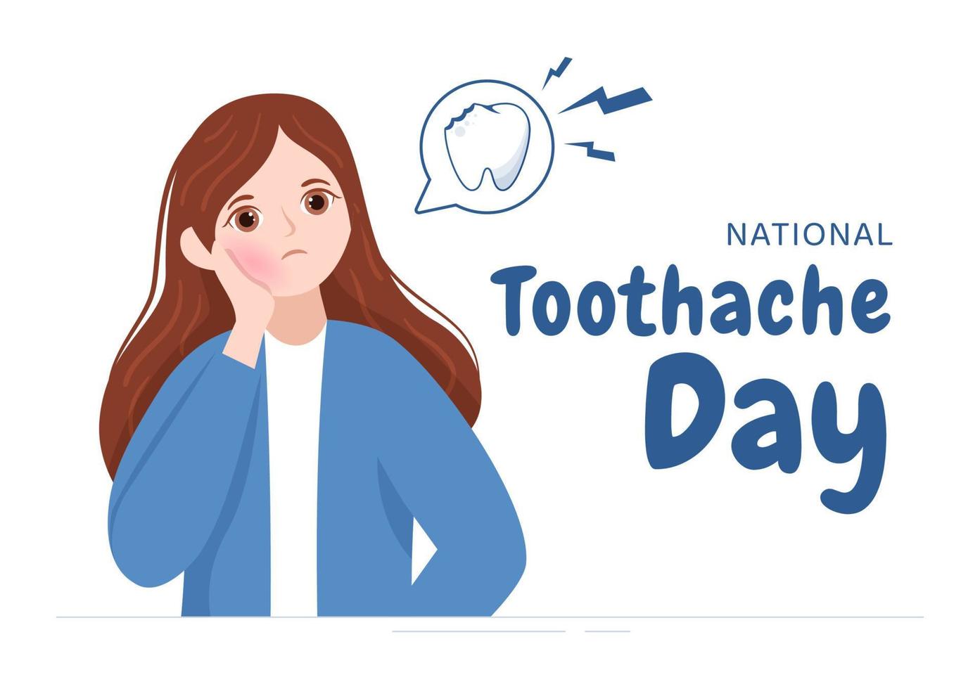 National Toothache Day on February 9 with Teeth for Dental Hygiene so as not to Cause Pain in Flat Cartoon Hand Drawn Templates Illustration vector