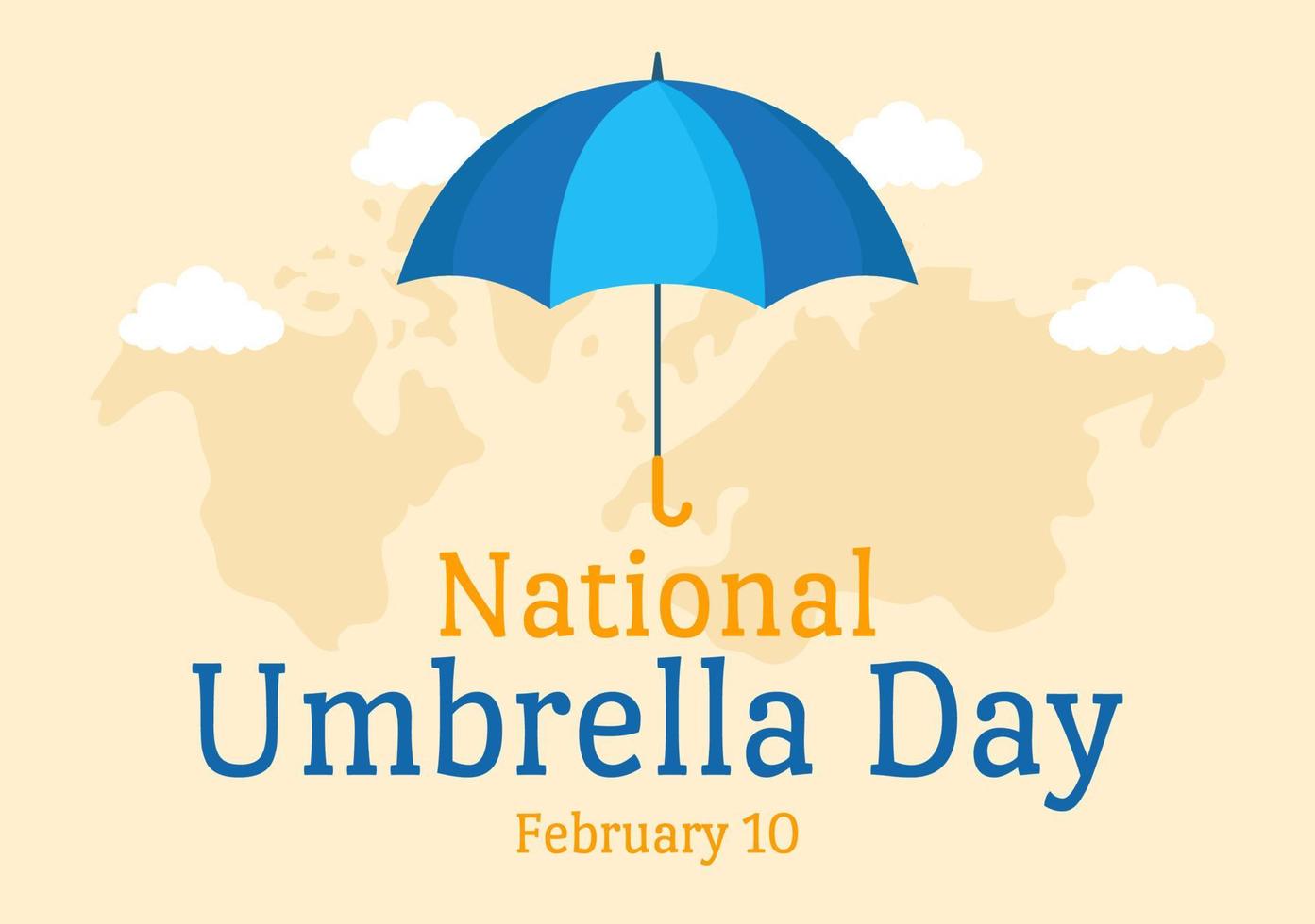 National Umbrella Day Celebration on February 10th to Protect us from Rain and Sun in Flat Cartoon Hand Drawn Template Illustration vector