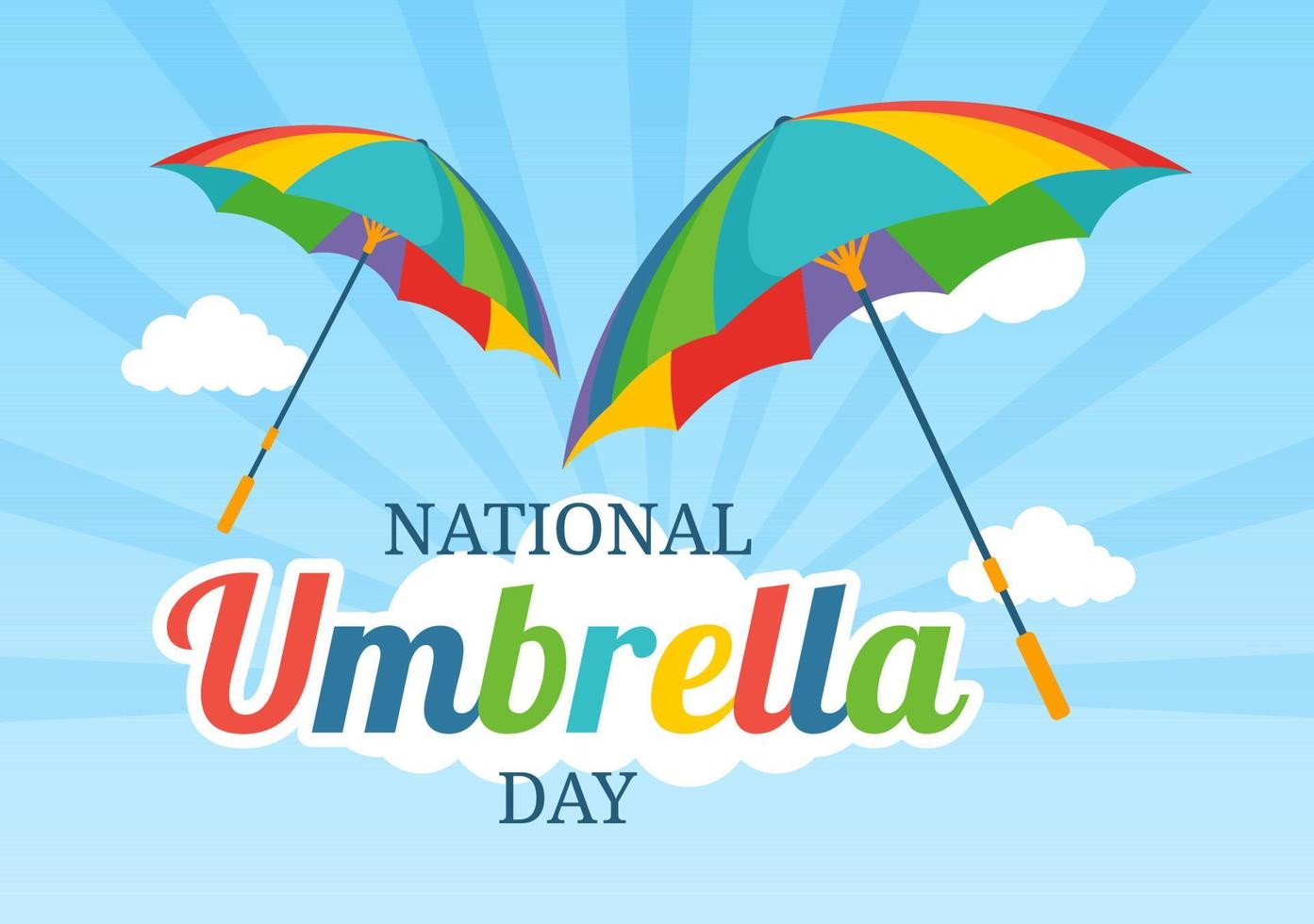 National Umbrella Day Celebration on February 10th to Protect us from Rain and Sun in Flat Cartoon Hand Drawn Template Illustration vector