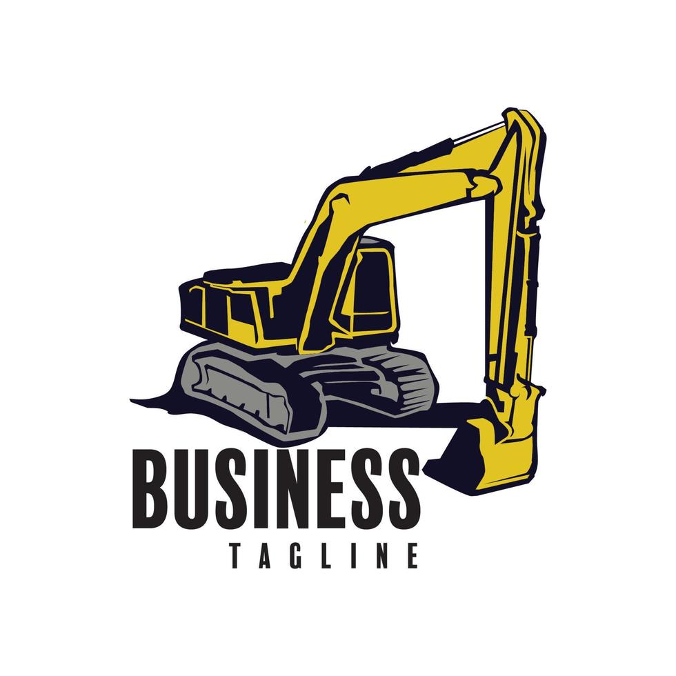Excavator logo emblems design, building machine, constructing equipment logo template vector