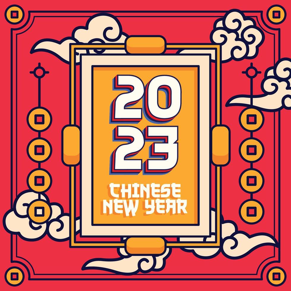 flat chinese new year background vector