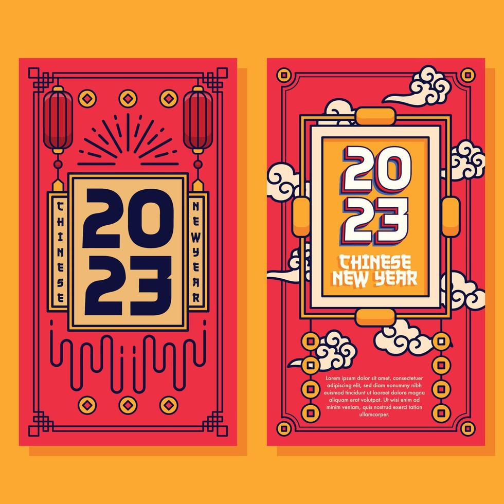 flat vertical banner chinese new year background vector