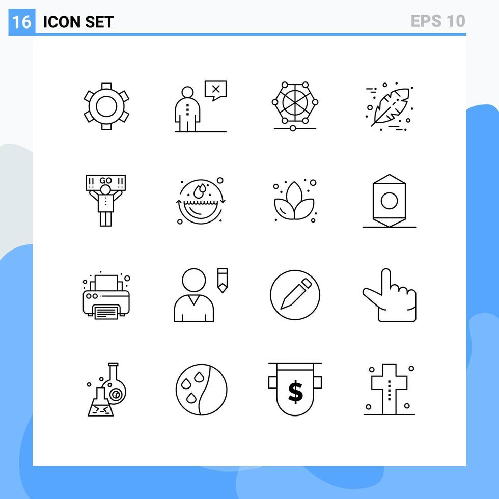 conjunto de 16 iconos de interfaz de usuario modernos símbolos signos para elementos de diseño vectorial editables de datos de hoja de gestión de acción de gracias deportiva vector