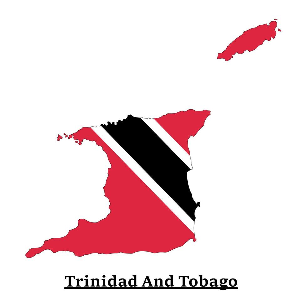 diseño del mapa de la bandera nacional de trinidad y tobago, ilustración de la bandera del país de trinidad y tobago dentro del mapa vector