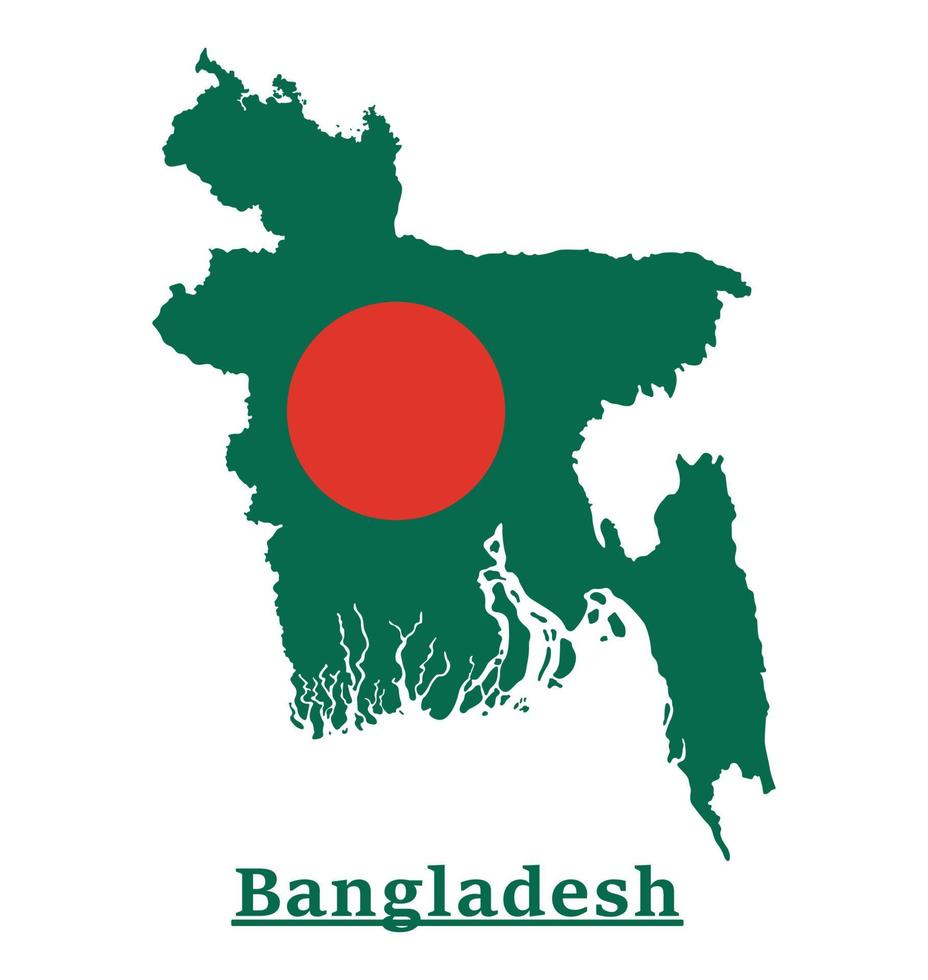 diseño del mapa de la bandera nacional de bangladesh, ilustración de la bandera del país de bangladesh dentro del mapa vector