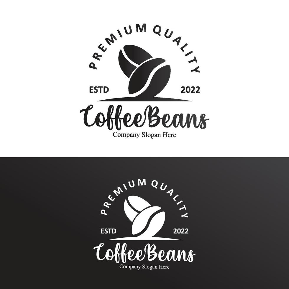 coffee bean drink logo design in brown color vector illustration