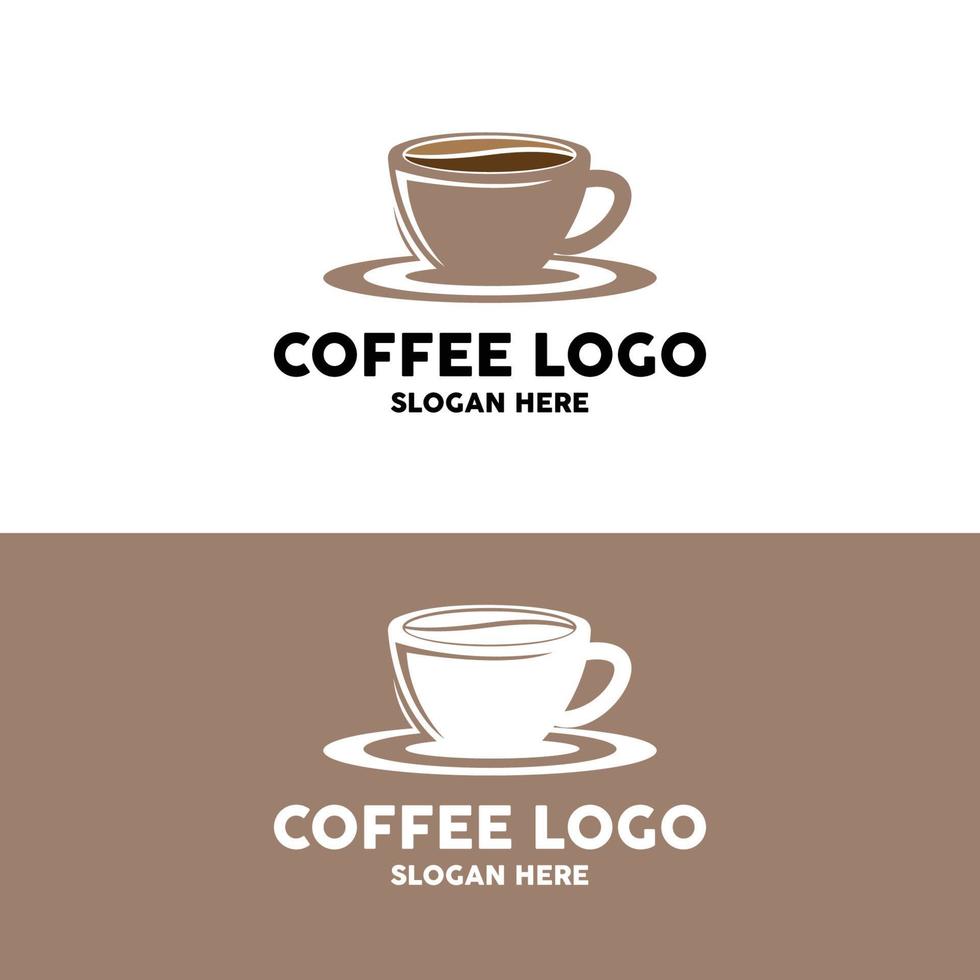 coffee bean drink logo design in brown color vector illustration