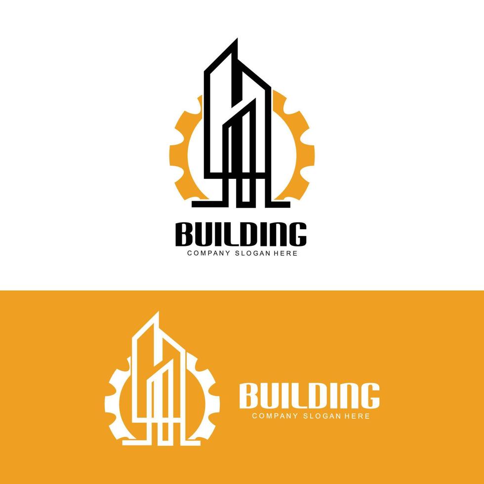 logotipo de diseño de viviendas, logotipo de construcción, propiedad e icono de la empresa constructora vector