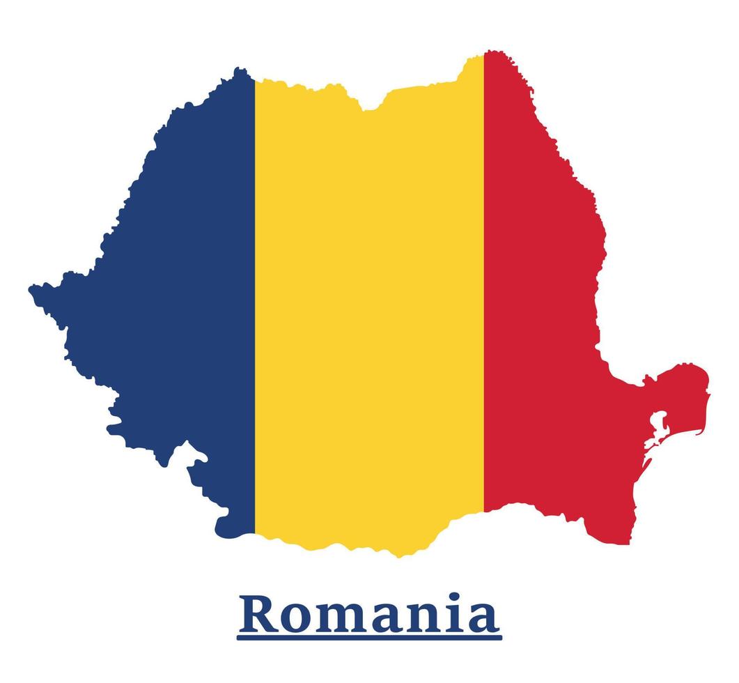 diseño del mapa de la bandera nacional de rumania, ilustración de la bandera del país de rumania dentro del mapa vector