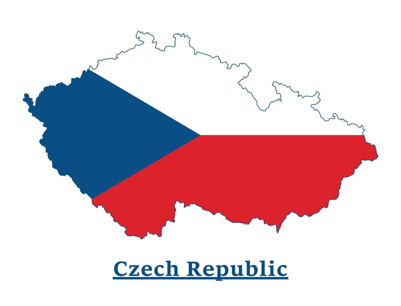 el diseño del mapa de la bandera nacional de la república checa, ilustración de la bandera del país checo dentro del mapa vector