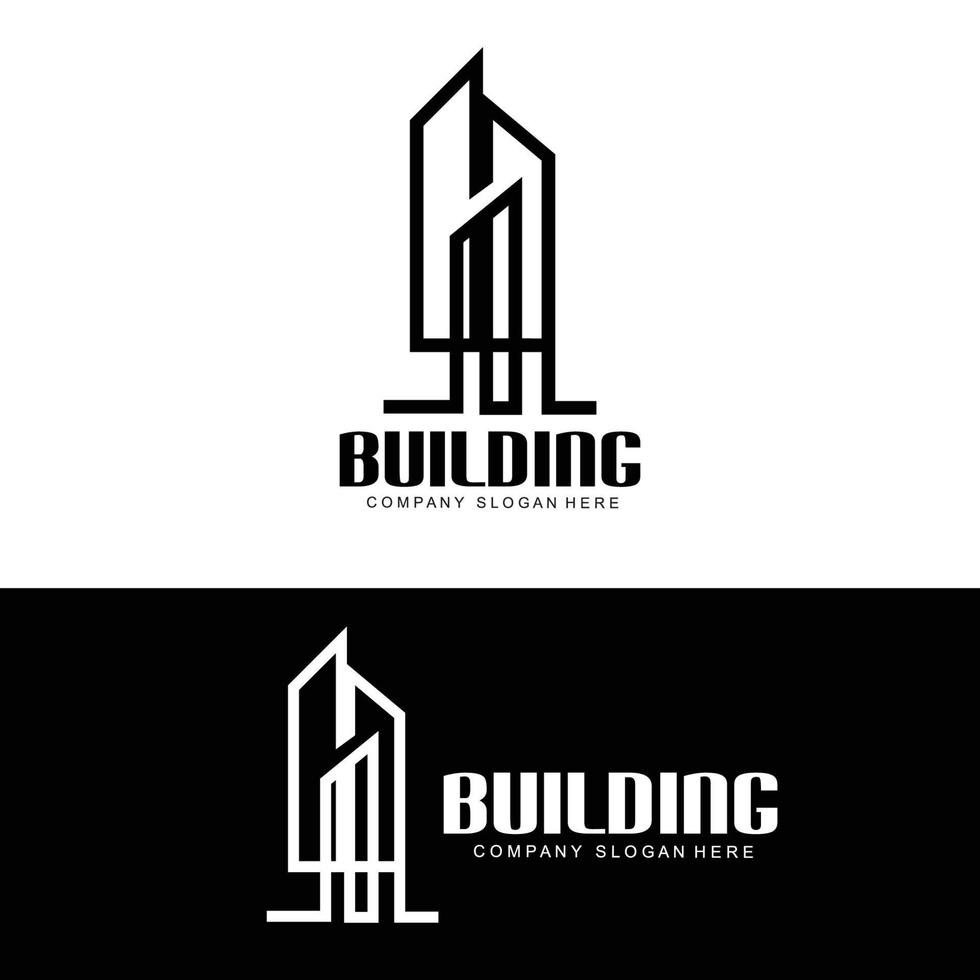 logotipo de diseño de viviendas, logotipo de construcción, propiedad e icono de la empresa constructora vector