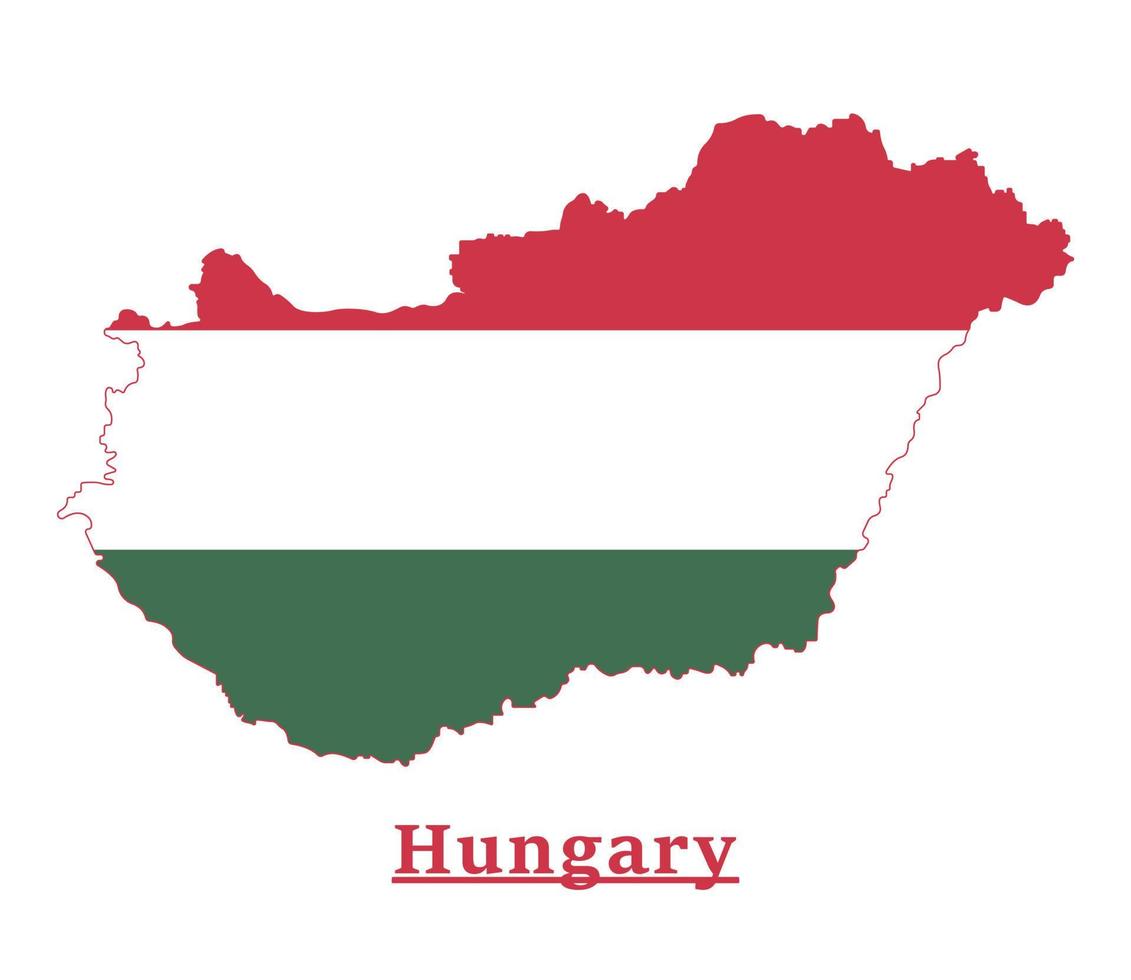 Hungary National Flag Map Design, Illustration Of Hungary Country Flag Inside The Map vector