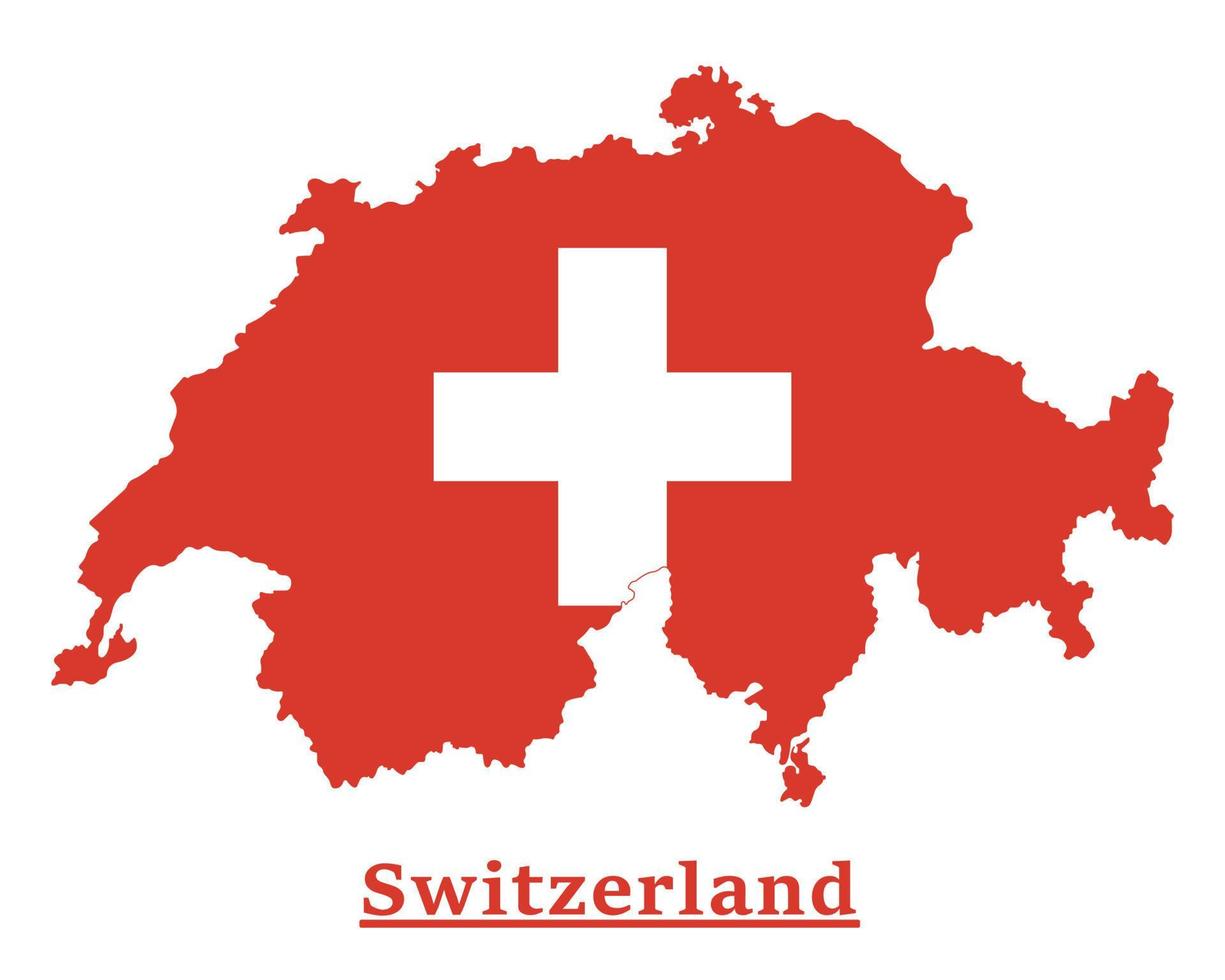 diseño del mapa de la bandera nacional suiza, ilustración de la bandera del país suiza dentro del mapa vector