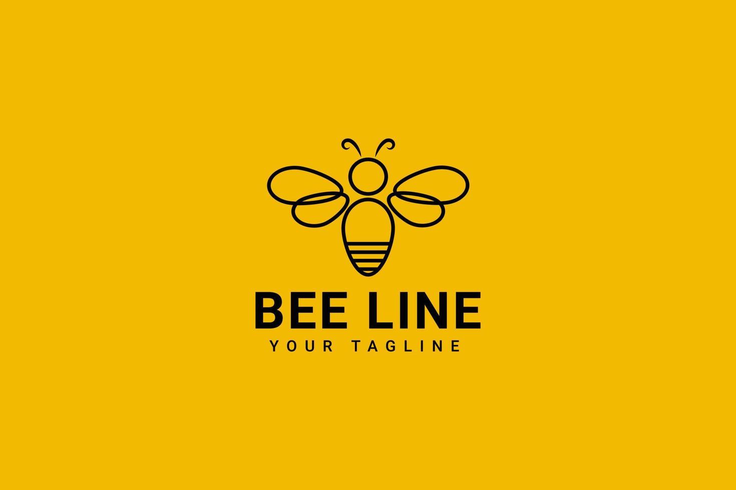 Cartoon Line Art Honey Bee Bumblebee Logo vector