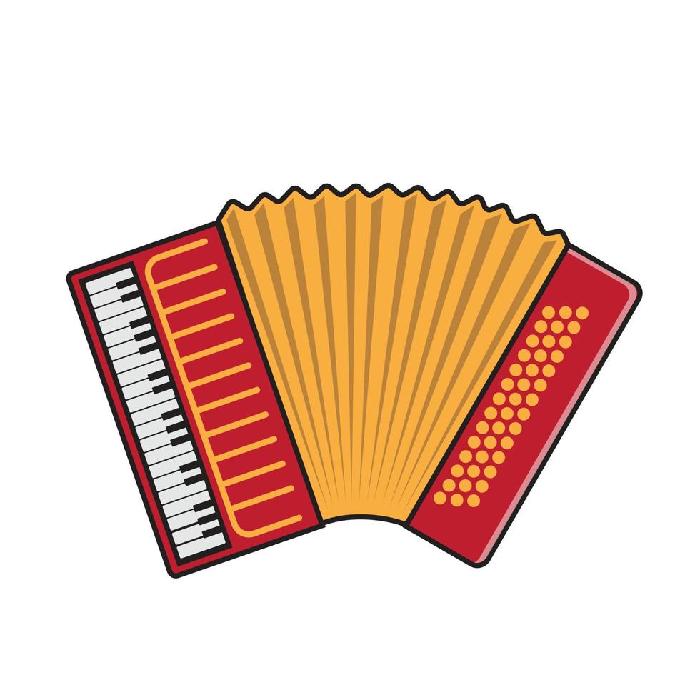 Red accordion flat vector illustration