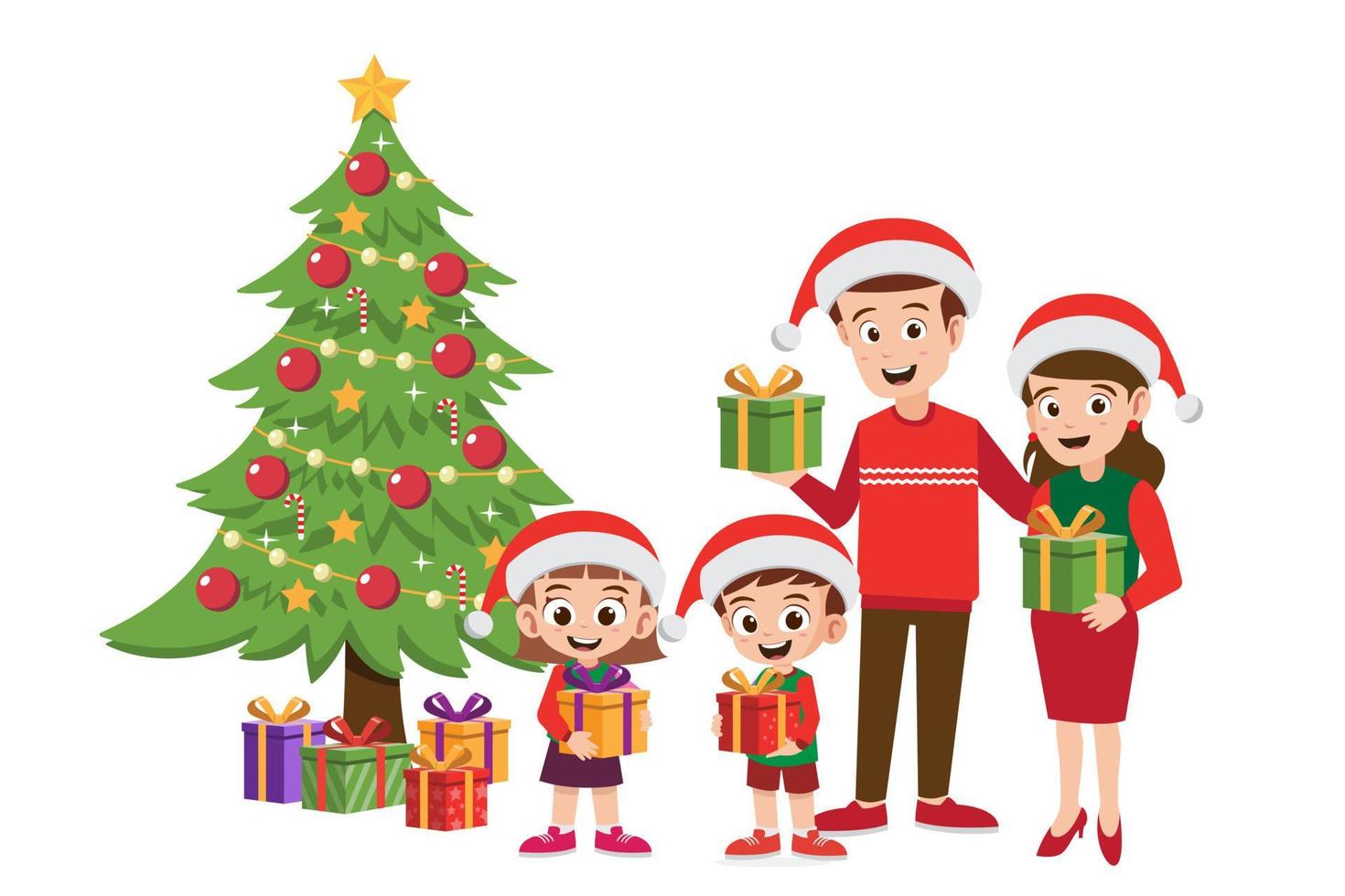 familia feliz celebrando la navidad ilustración vectorial vector