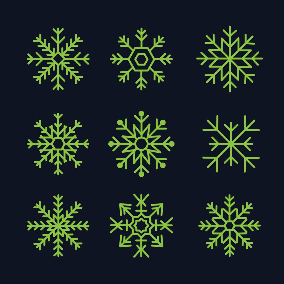 conjunto de copos de nieve diseño de navidad ilustración vectorial vector