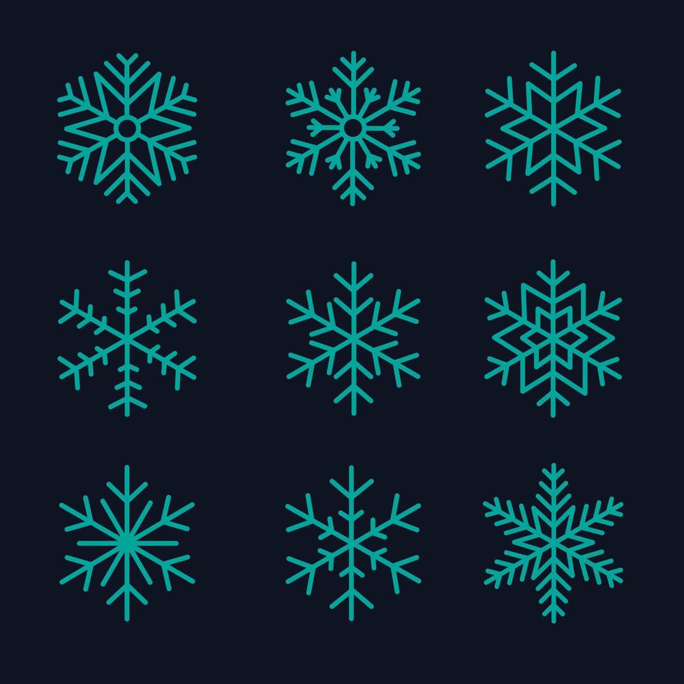 conjunto de copos de nieve diseño de navidad ilustración vectorial vector