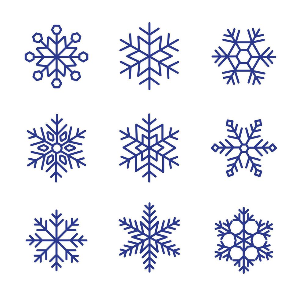 conjunto de copos de nieve diseño de navidad ilustración vectorial vector