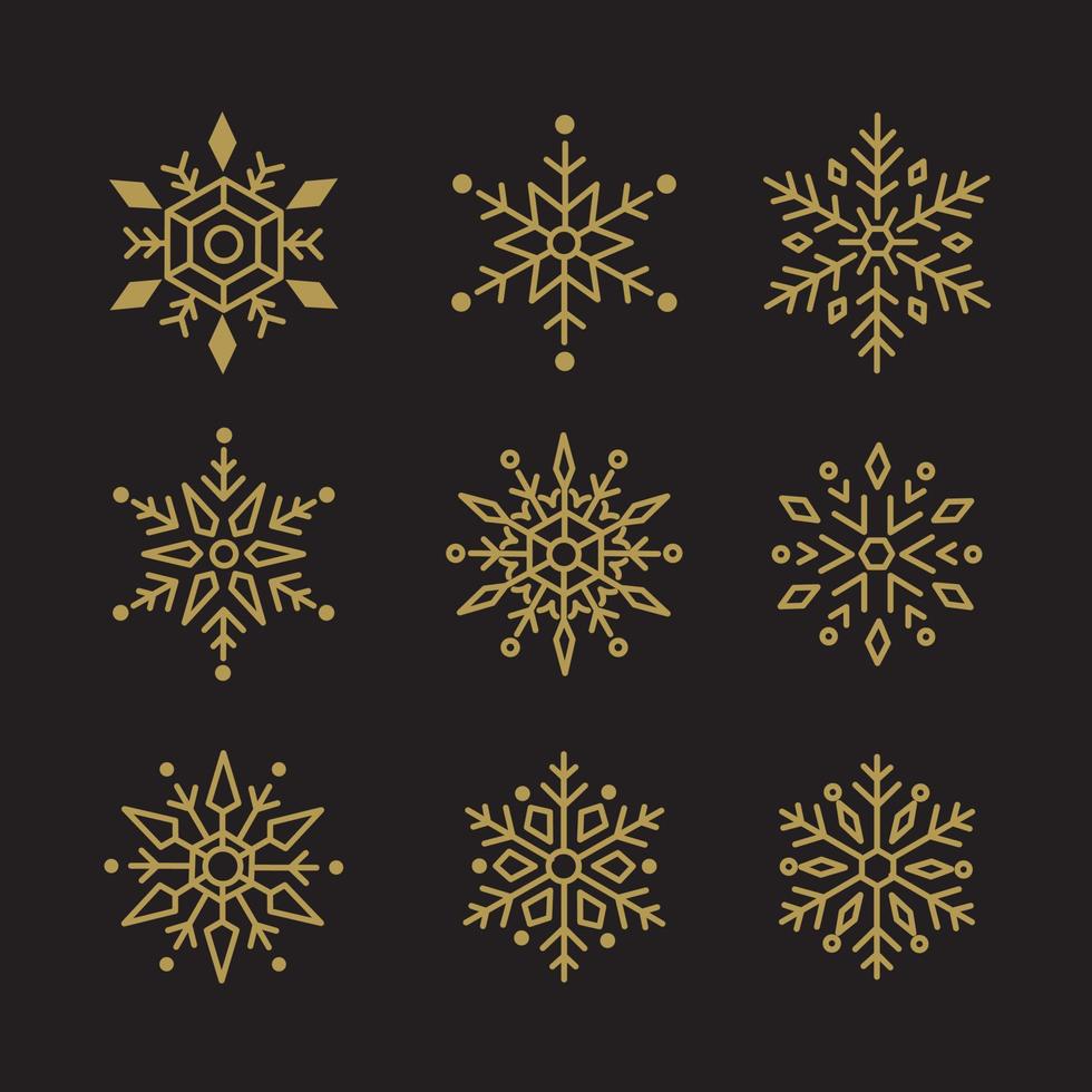 conjunto de copos de nieve diseño de navidad ilustración vectorial vector