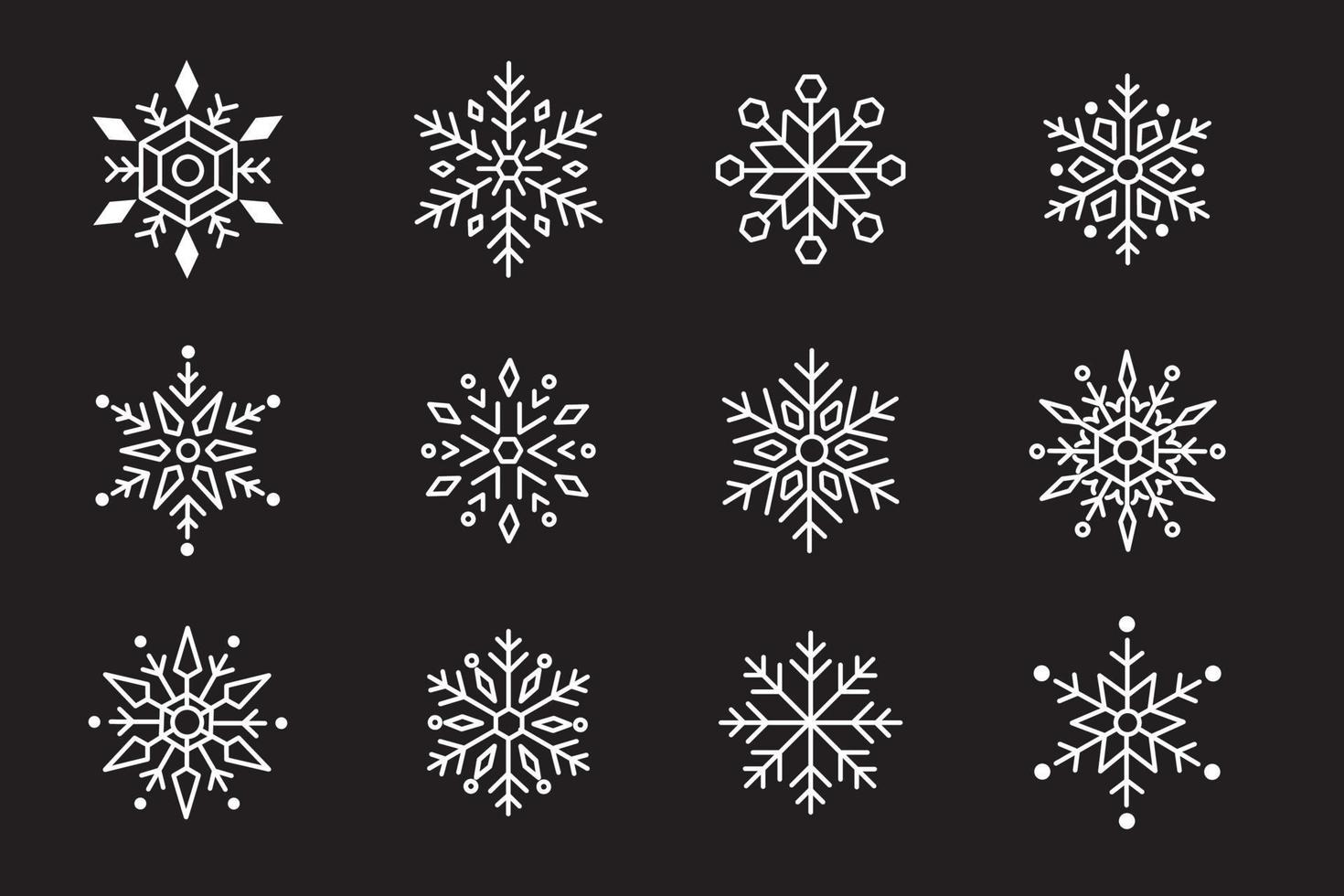 conjunto de copos de nieve diseño de navidad ilustración vectorial vector