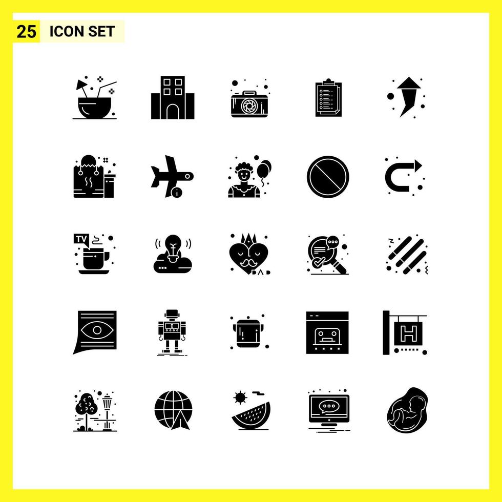 25 Icon Set Simple Solid Symbols Glyph Sign on White Background for Website Design Mobile Applications and Print Media vector