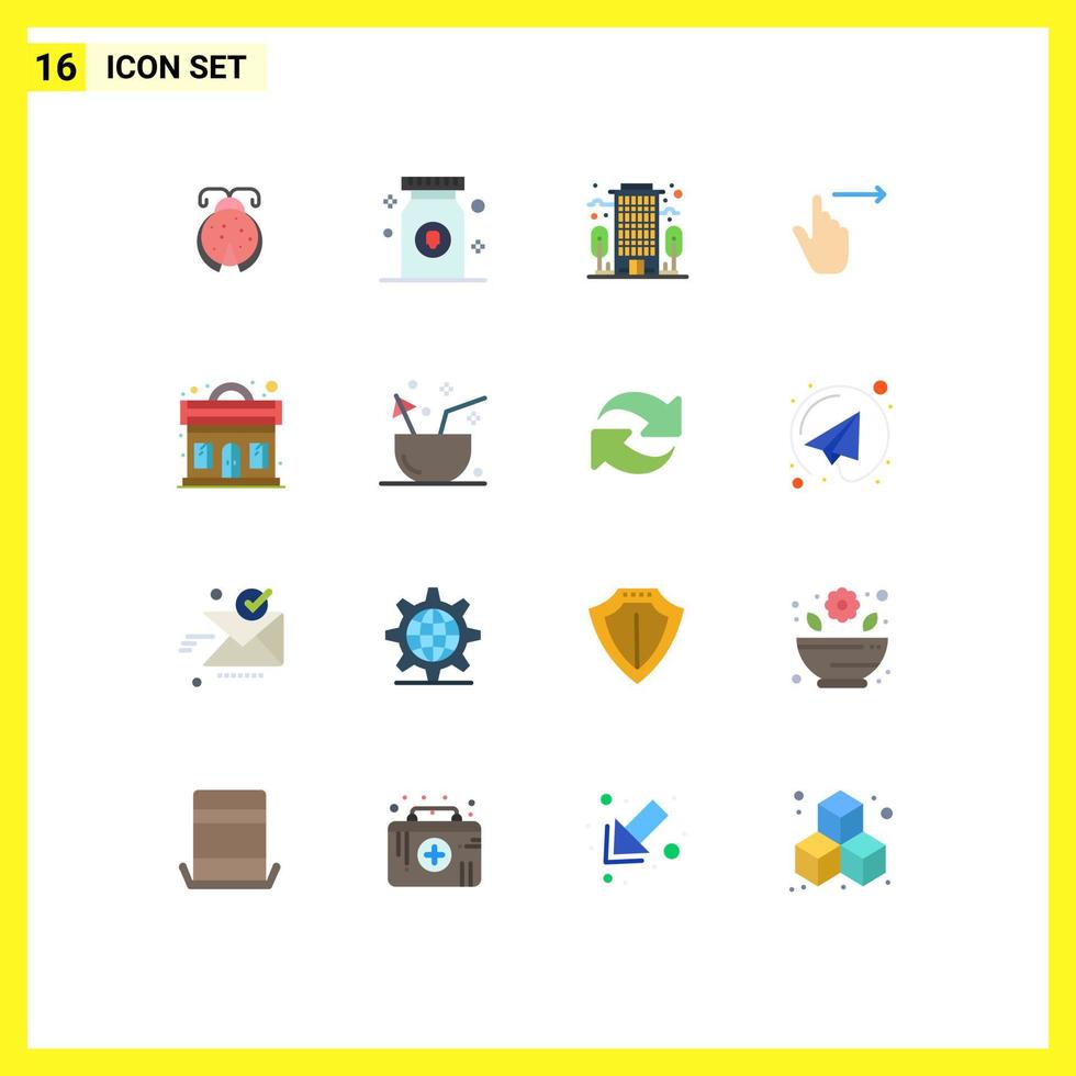 16 Flat Color concept for Websites Mobile and Apps music swipe building slide gestures Editable Pack of Creative Vector Design Elements